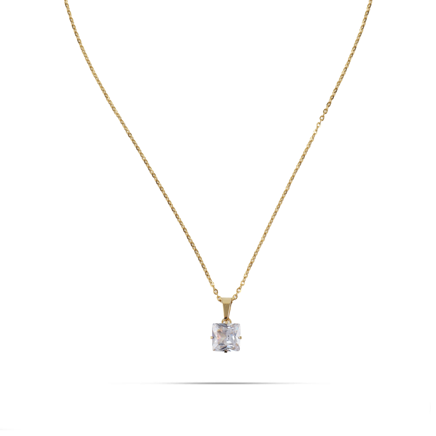 Κολιέ με πέτρα ζιργκόν Mar and Mar Zuzanna Cube (White) από ανοξείδωτο ατσάλι