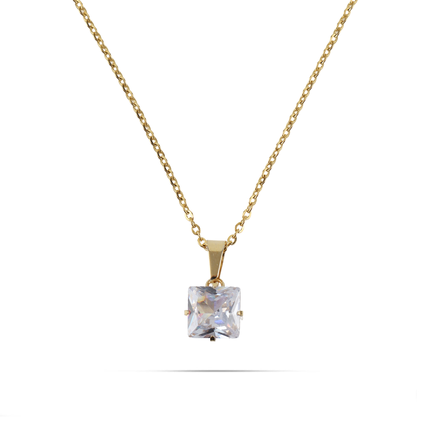 Κολιέ με πέτρα ζιργκόν Mar and Mar Zuzanna Cube (White) από ανοξείδωτο ατσάλι