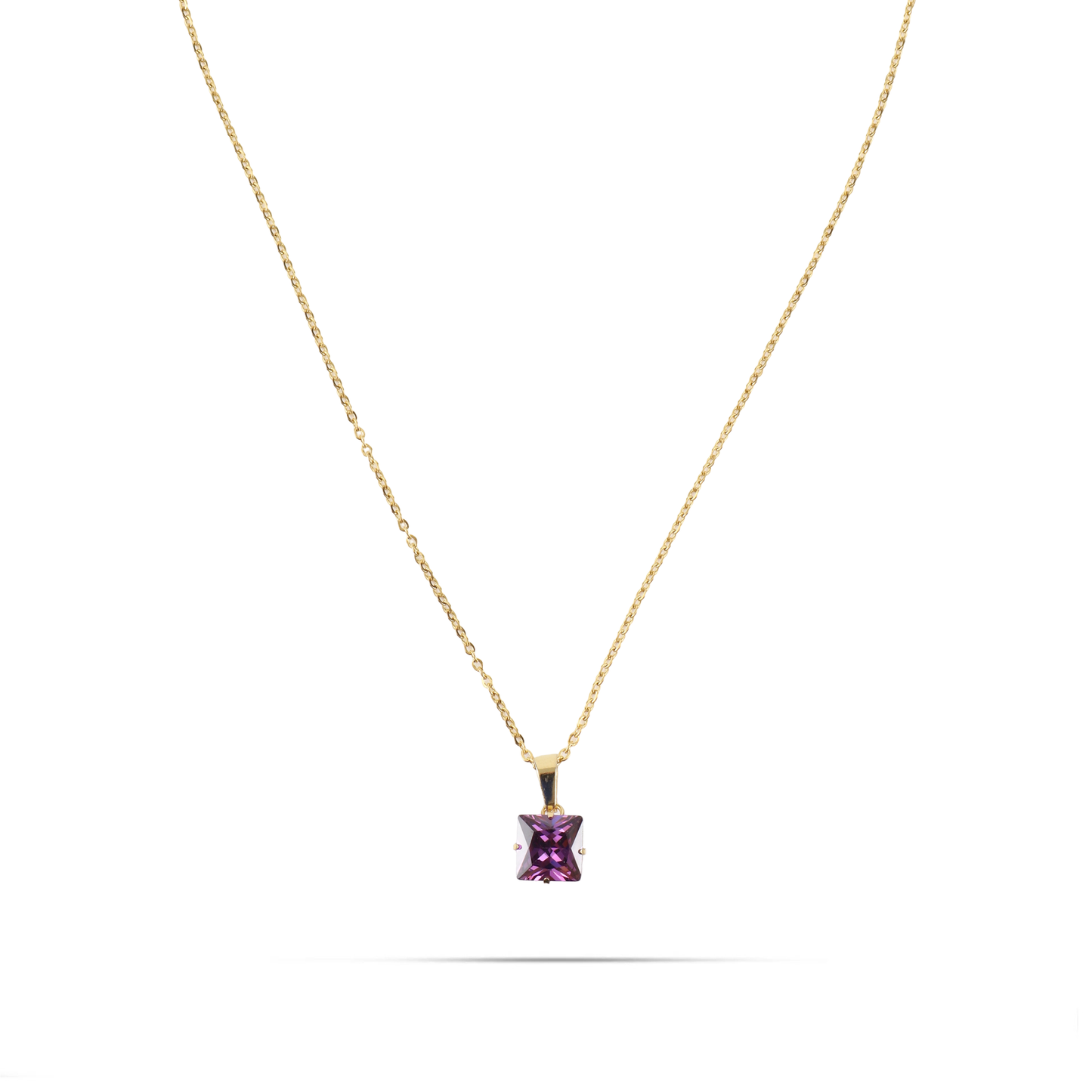 Κολιέ με πέτρα ζιργκόν Mar and Mar Zuzanna Cube (Purple) από ανοξείδωτο ατσάλι