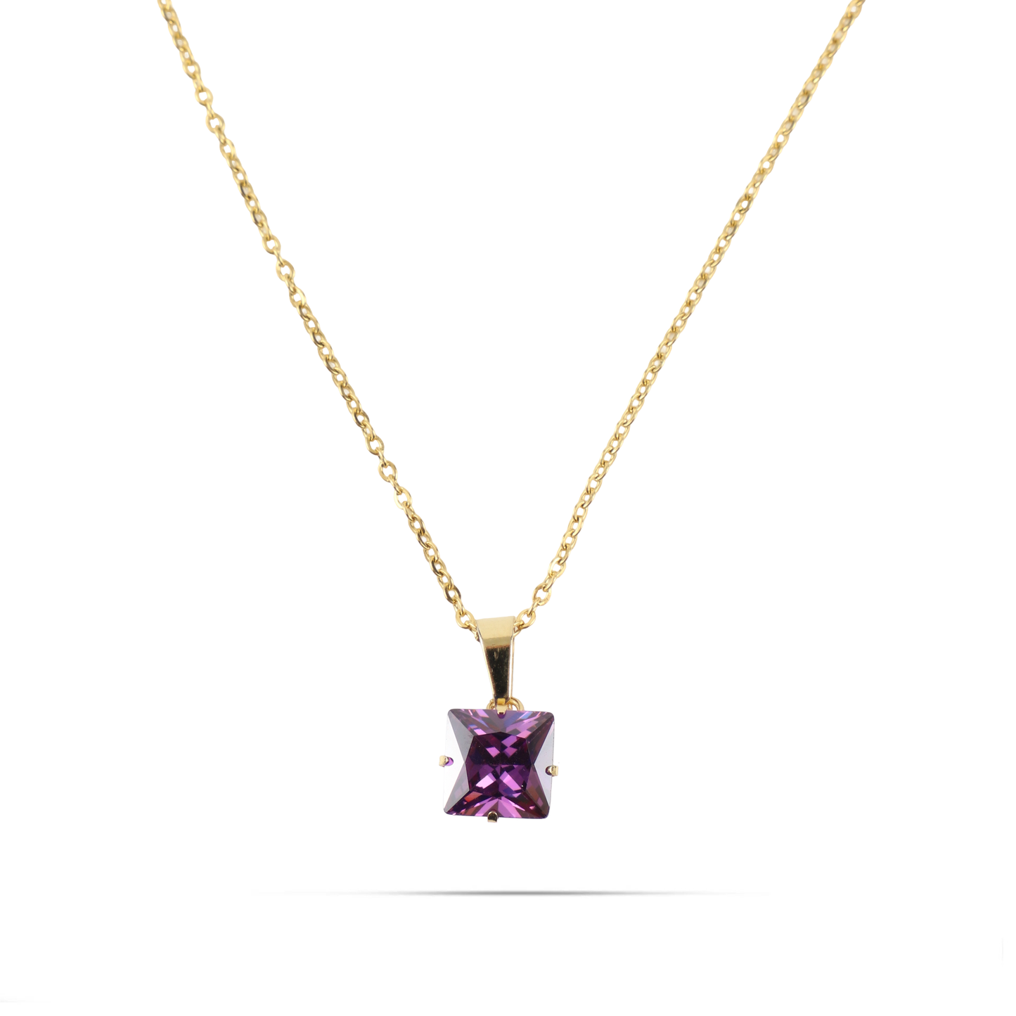 Κολιέ με πέτρα ζιργκόν Mar and Mar Zuzanna Cube (Purple) από ανοξείδωτο ατσάλι