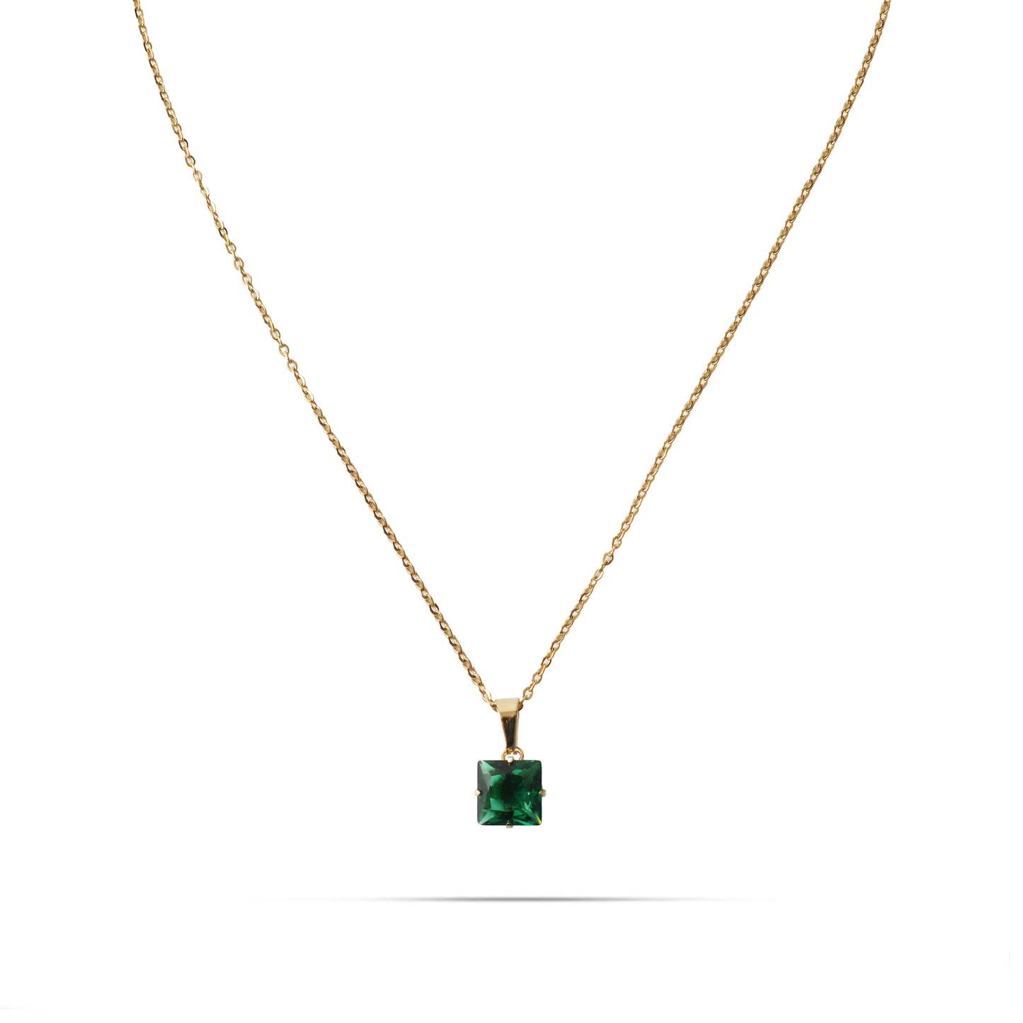 Κολιέ με πέτρα ζιργκόν Mar and Mar Zuzanna Cube (Green) από ανοξείδωτο ατσάλι