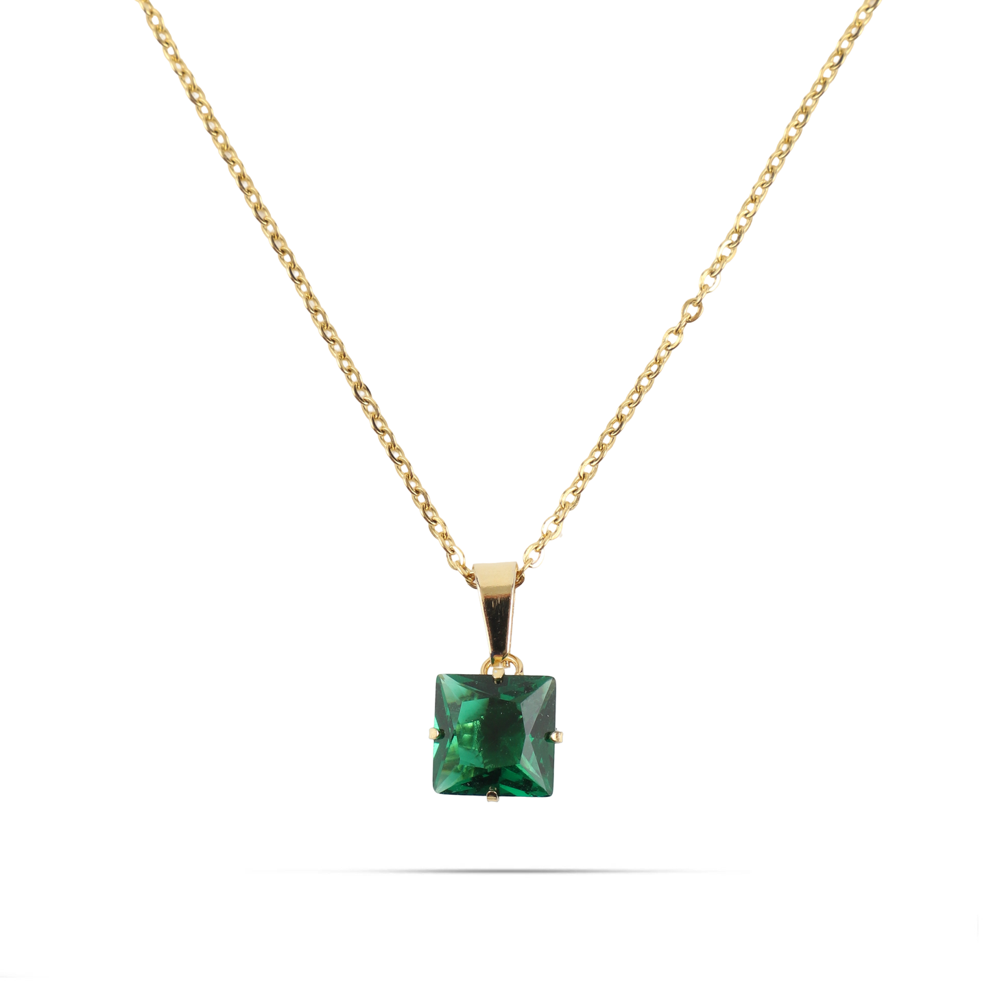Κολιέ με πέτρα ζιργκόν Mar and Mar Zuzanna Cube (Green) από ανοξείδωτο ατσάλι