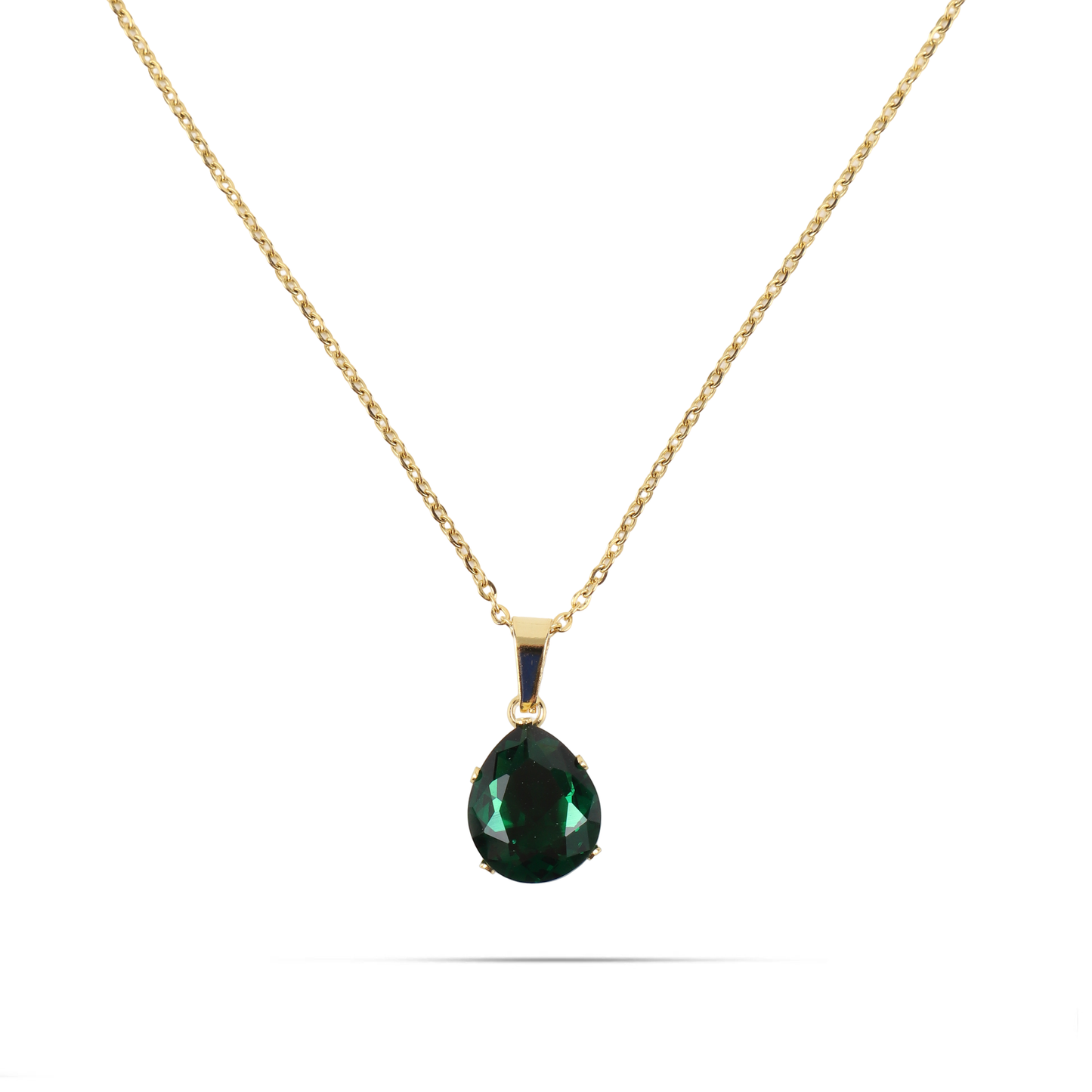 Κολιέ με πέτρα ζιργκόν Mar and Mar Zuzanna Tear (Green) από ανοξείδωτο ατσάλι