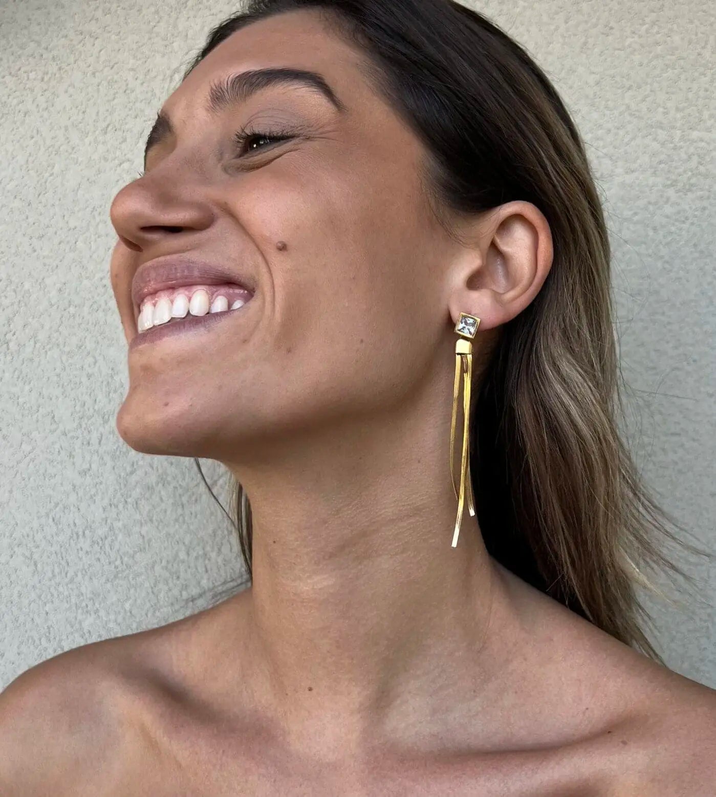 Σκουλαρίκια κρεμαστά με πέτρα ζιργκόν Mar & Mar Bennita Sparkle από ανοξείδωτο ατσάλι