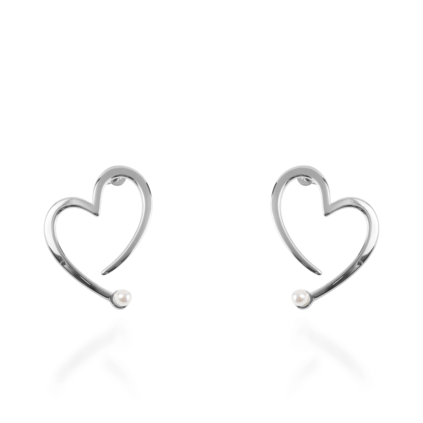 Σκουλαρίκια καρφωτά Mar and Mar Hearts Pearl Silver από ανοξείδωτο ατσάλι