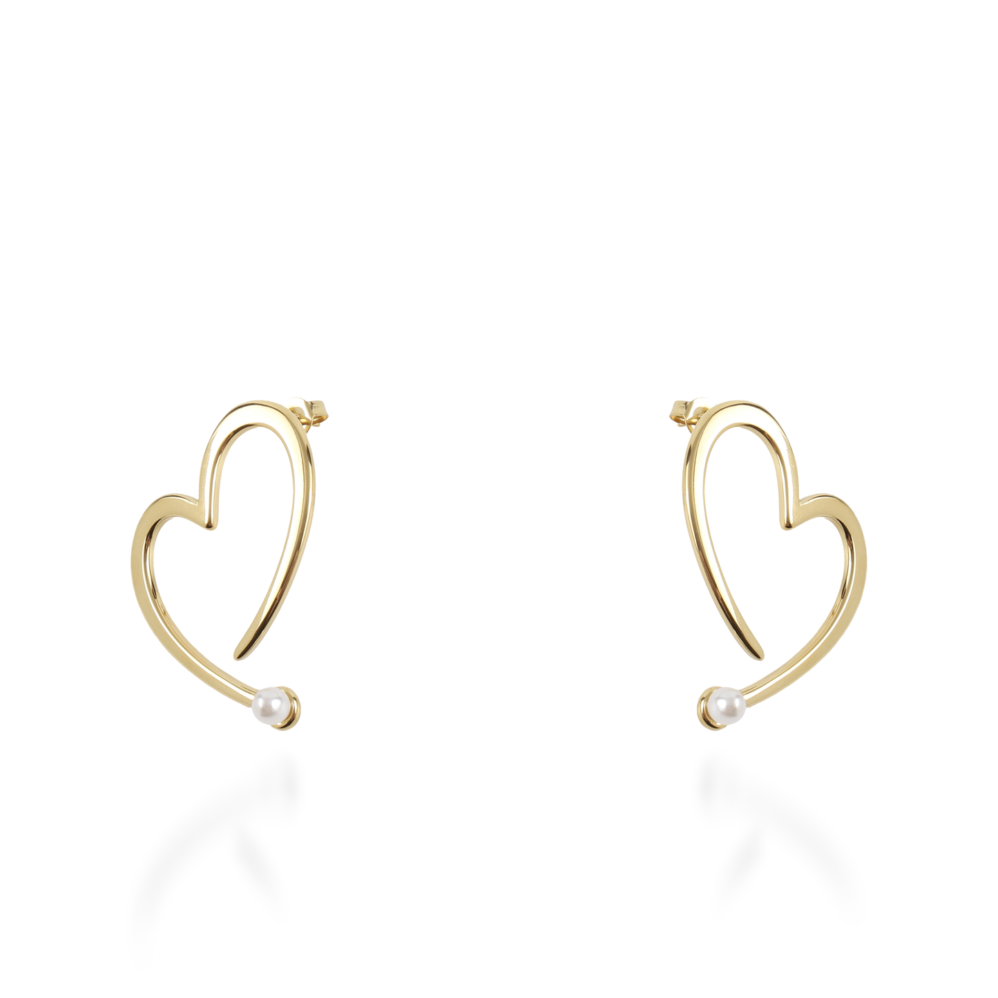 Σκουλαρίκια καρφωτά Mar and Mar Hearts Pearl από ανοξείδωτο ατσάλι