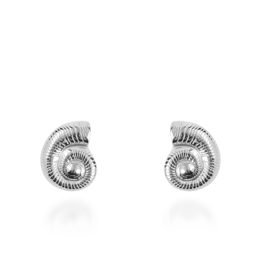 Σκουλαρίκια καρφωτά Mar and Mar Snail Shell Silver από ανοξείδωτο ατσάλι