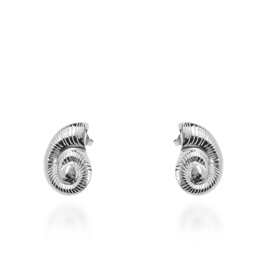 Σκουλαρίκια καρφωτά Mar and Mar Snail Shell Silver από ανοξείδωτο ατσάλι