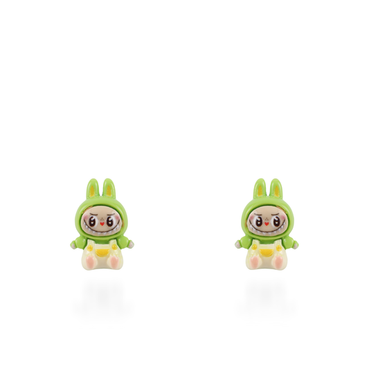 Σκουλαρίκια καρφωτά Mar and Mar Labubu (Green) από ανοξείδωτο ατσάλι