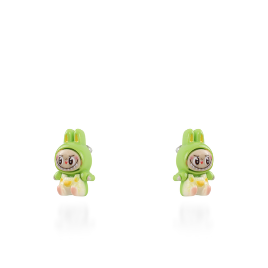 Σκουλαρίκια καρφωτά Mar and Mar Labubu (Green) από ανοξείδωτο ατσάλι