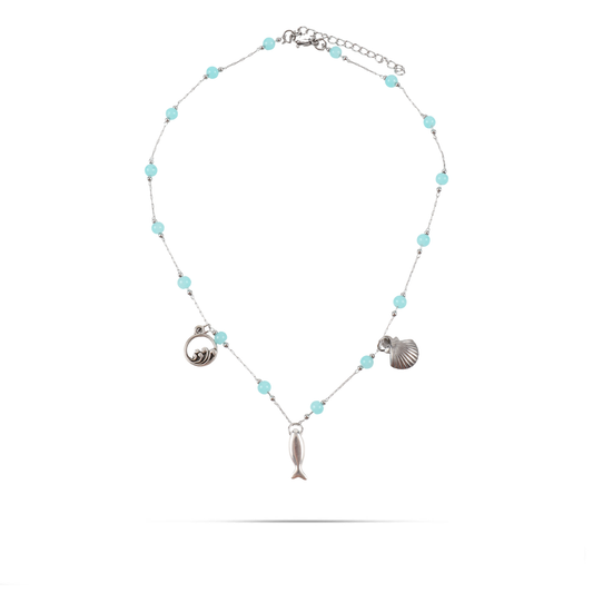 Χειροποίητο κολιέ με κρεμαστά και χάντρες Mar and Mar Kylia από ανοξείδωτο ατσάλι