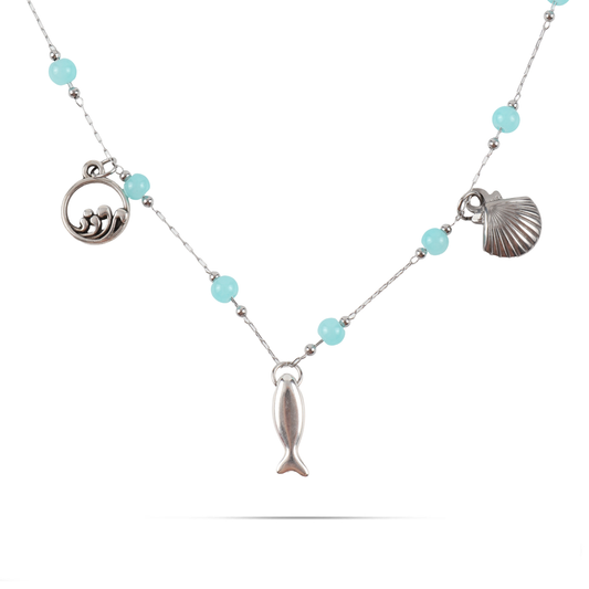 Χειροποίητο κολιέ με κρεμαστά και χάντρες Mar and Mar Kylia από ανοξείδωτο ατσάλι