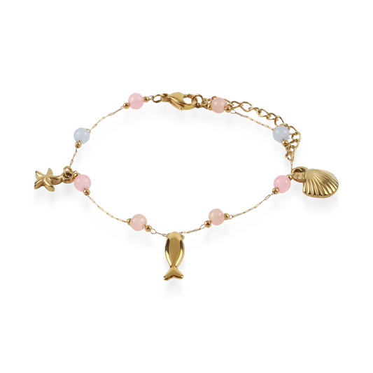 Χειροποίητο βραχιόλι με χάντρες Mar and Mar Aquata (Mix) από ανοξείδωτο ατσάλι