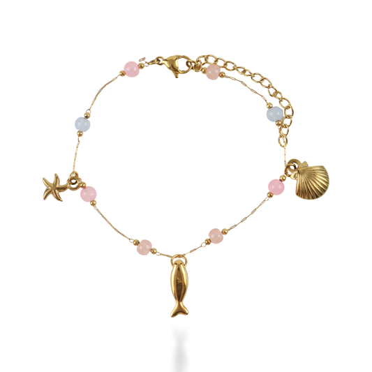 Χειροποίητο βραχιόλι με χάντρες Mar and Mar Aquata (Mix) από ανοξείδωτο ατσάλι