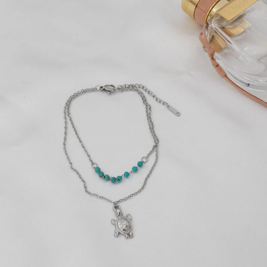 Αλυσίδα ποδιού με χελώνα Mar and Mar Turtle Anklet από ανοξείδωτο ατσάλι