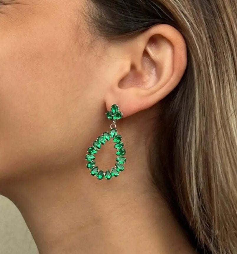 Σκουλαρίκια κρεμαστά σταγόνα με πέτρες ζιργκόν Hasley Flower