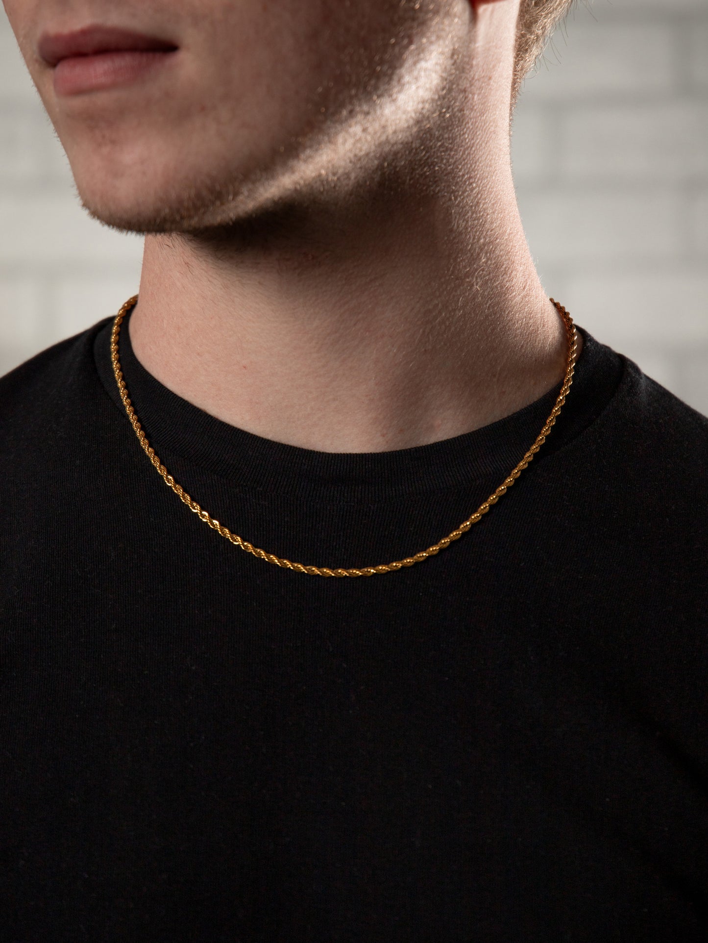 Αλυσίδα λαιμού στριφτή Mar and Mar Rope (Twisted-Gold) από ανοξείδωτο ατσάλι