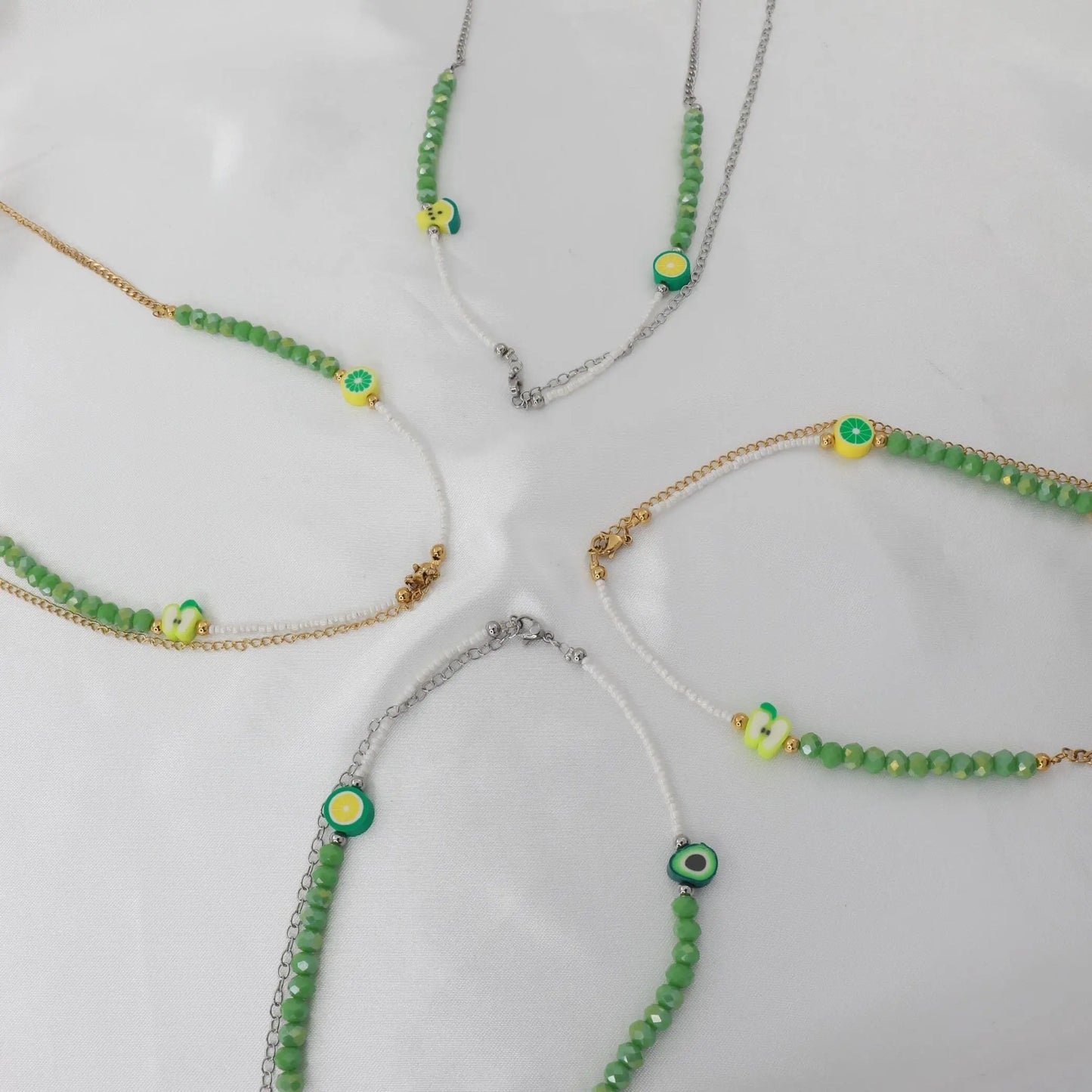Αλυσίδα κοιλιάς/μέσης με χάντρες Mar & Mar Belly Chain Green από ανοξείδωτο ατσάλι
