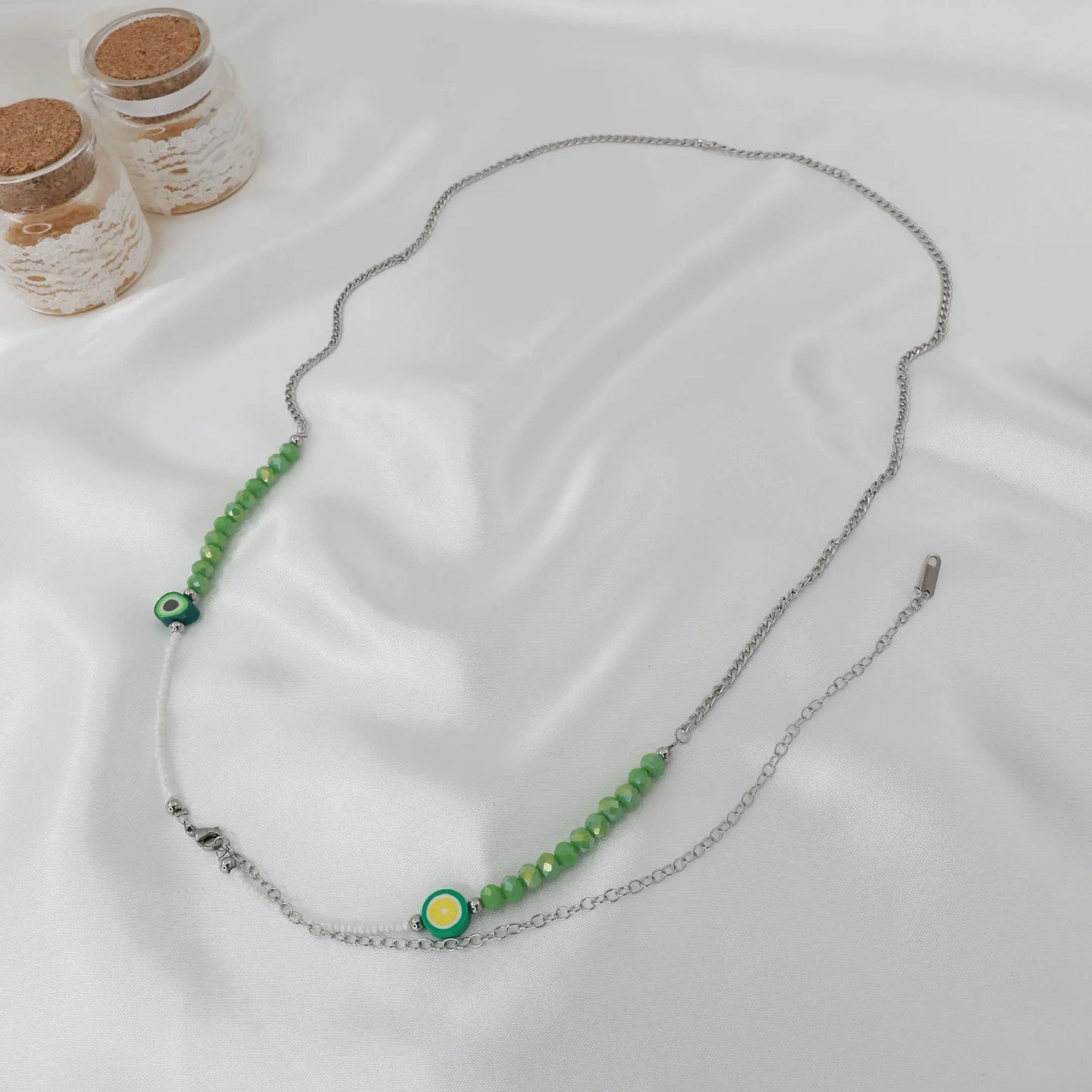 Αλυσίδα κοιλιάς/μέσης με χάντρες Mar & Mar Belly Chain Green από ανοξείδωτο ατσάλι