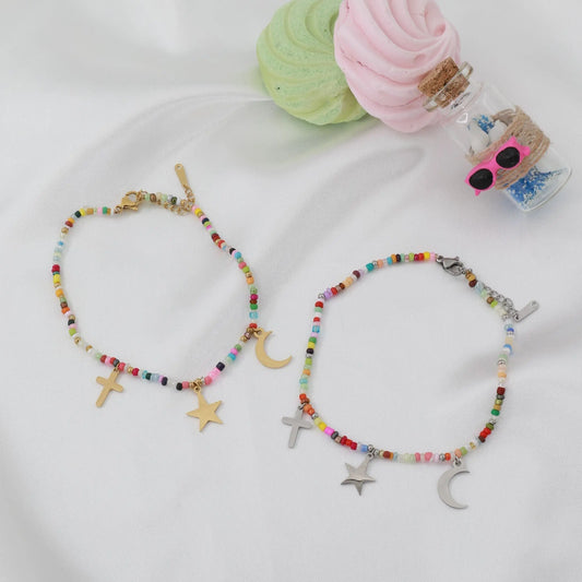 Αλυσίδα ποδιού με χάντρες Mar and Mar Silvana II Anklet από ανοξείδωτο ατσάλι