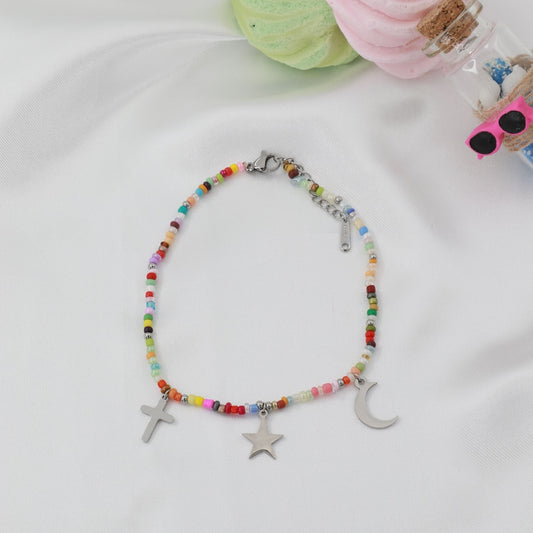 Αλυσίδα ποδιού με χάντρες Mar and Mar Silvana II Anklet από ανοξείδωτο ατσάλι