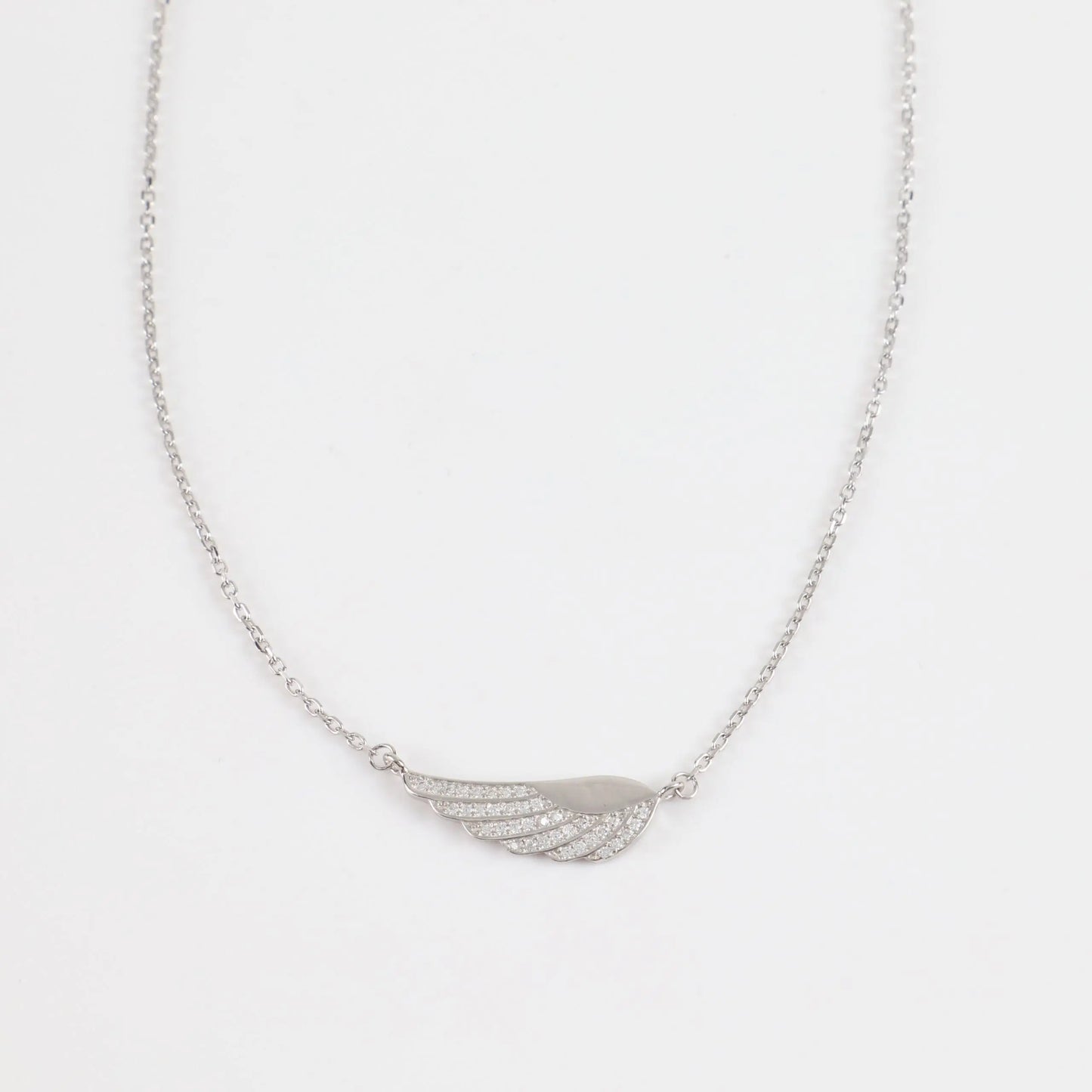 Κολιέ φτερό αγγέλου με πέτρες ζιργκόν Mar & Mar Angel Feather (Silver) από ασήμι 925