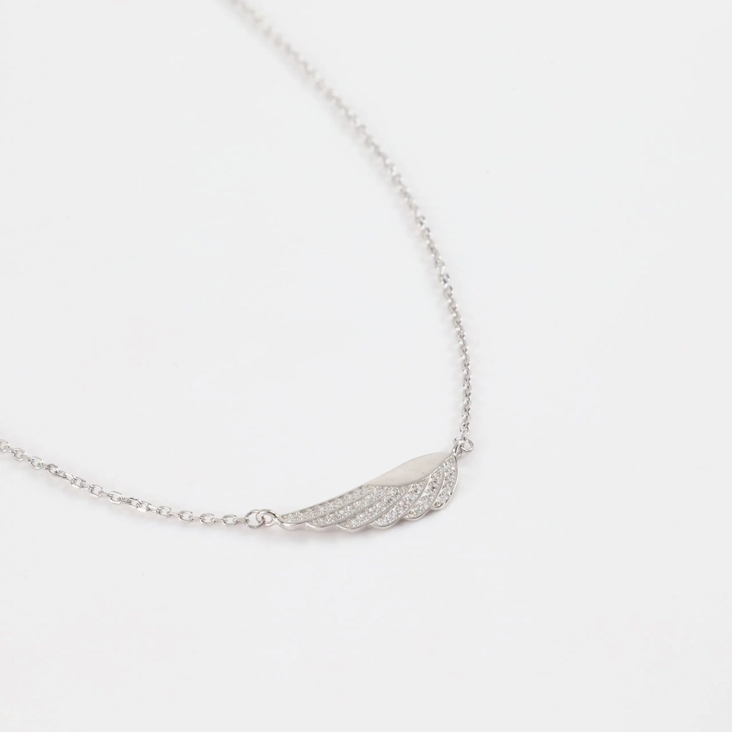 Κολιέ φτερό αγγέλου με πέτρες ζιργκόν Mar & Mar Angel Feather (Silver) από ασήμι 925