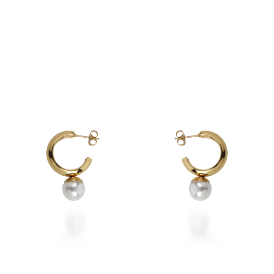 Σκουλαρίκια κρεμαστά με πέρλα Mar and Mar Alcyra από ανοξείδωτο ατσάλι