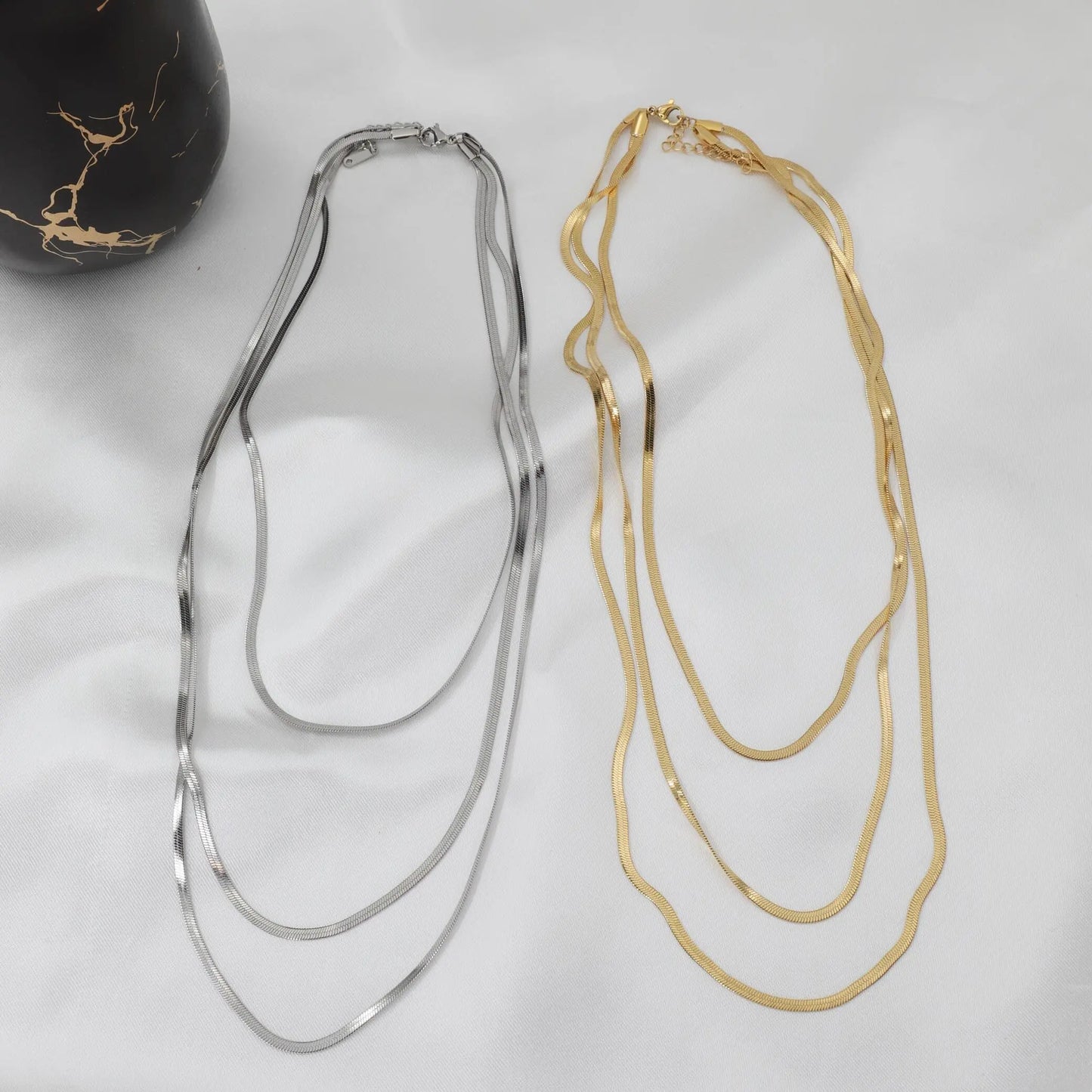 Αλυσίδα λαιμού τριπλή Mar & Mar Flat Snake Triple από Ανοξείδωτο ατσάλι