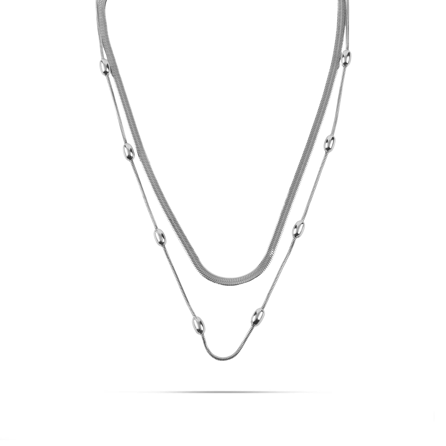 Κολιέ διπλή αλυσίδα λαιμού Mar and Mar Jorielle από ανοξείδωτο ατσάλι