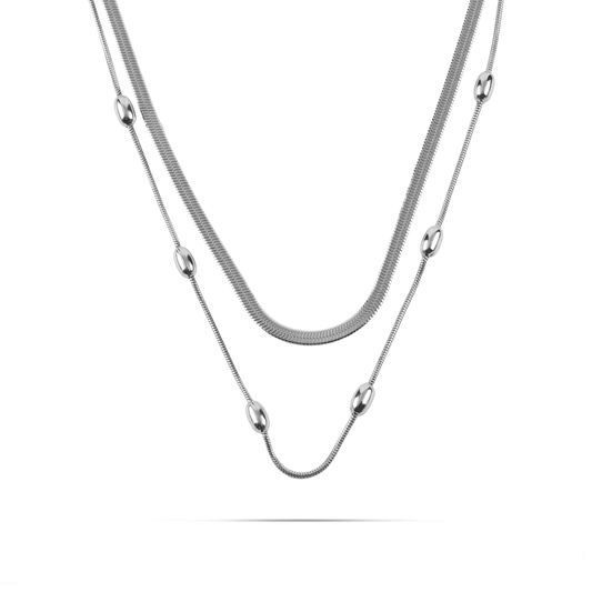 Κολιέ διπλή αλυσίδα λαιμού Mar and Mar Jorielle από ανοξείδωτο ατσάλι