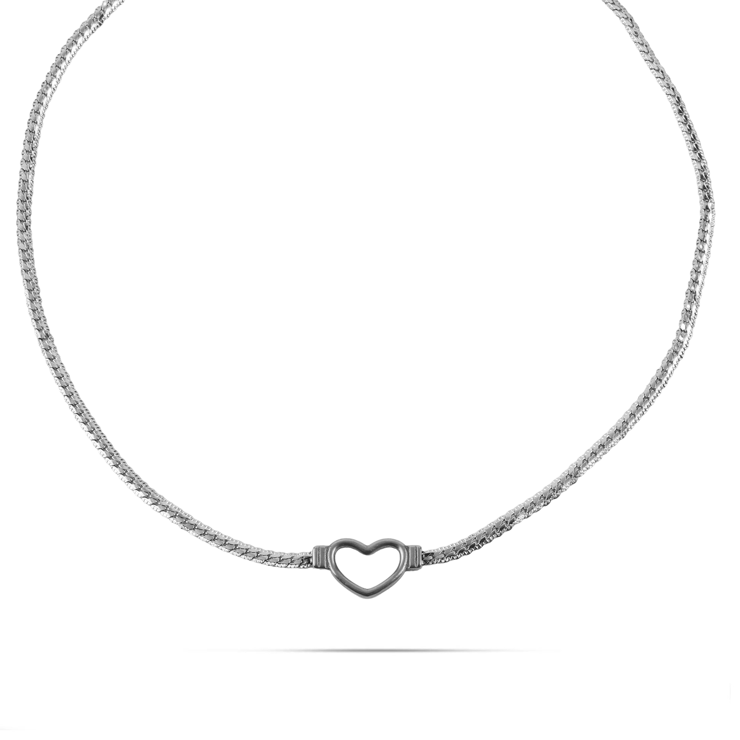 Κολιέ αλυσίδα λαιμού flat snake με καρδιά Mar and Mar Jocasta Heart από ανοξείδωτο ατσάλι