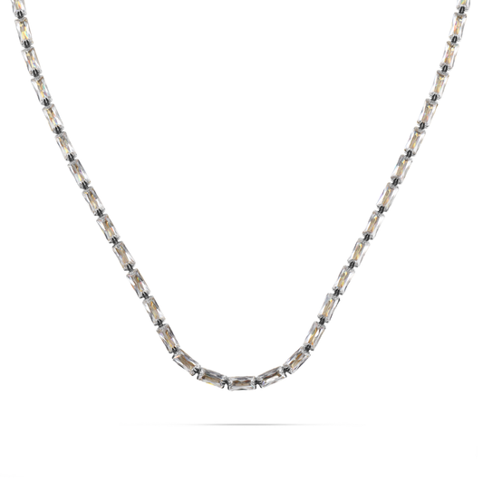 Κολιέ με πέτρες ζιργκόν Mar and Mar Liliana (White) Silver από ανοξείδωτο ατσάλι