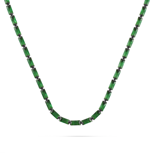 Κολιέ με πέτρες ζιργκόν Mar and Mar Liliana (Green) Silver από ανοξείδωτο ατσάλι