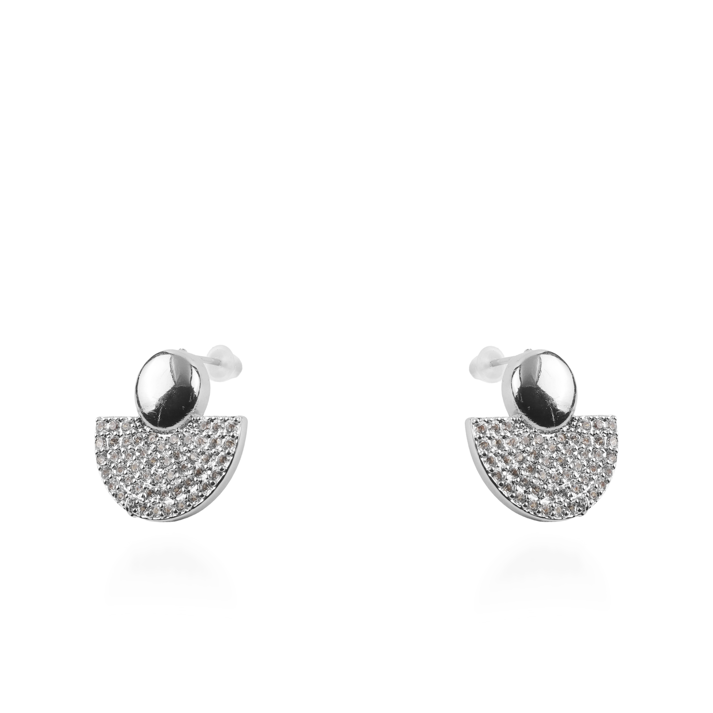 Σκουλαρίκια καρφωτά με ζιργκόν Mar and Mar Ione (Silver)