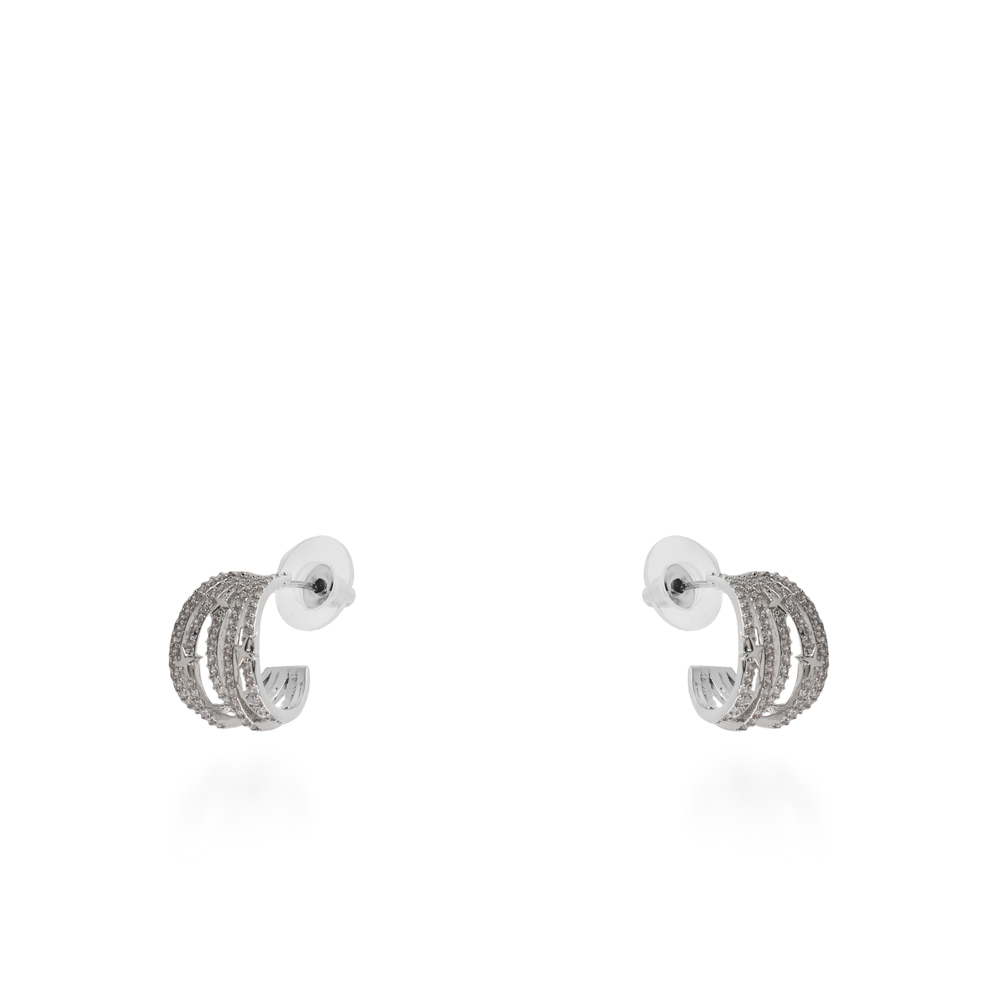 Σκουλαρίκια κρίκοι με ζιργκόν Mar and Mar Arlina (Silver)