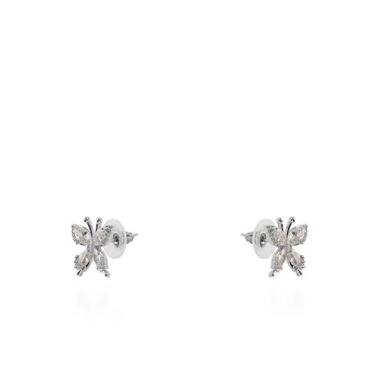 Σκουλαρίκια καρφωτά πεταλούδες με ζιργκόν Mar and Mar Mariel (Silver)