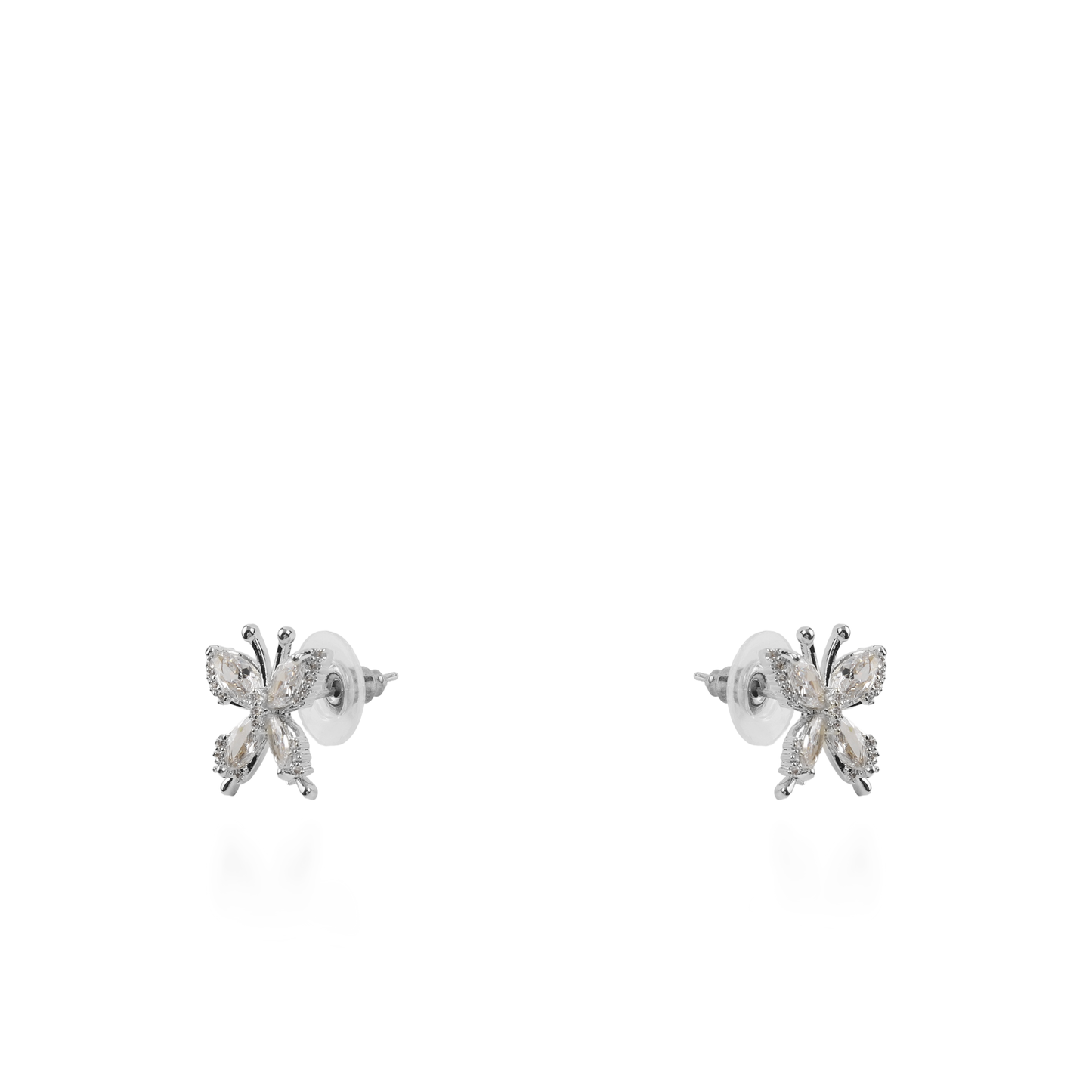 Σκουλαρίκια καρφωτά πεταλούδες με ζιργκόν Mar and Mar Mariel (Silver)