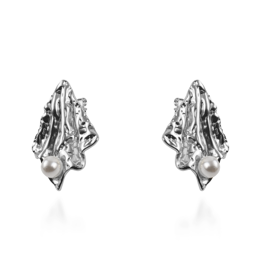 Σκουλαρίκια καρφωτά με πέρλα Mar and Mar Nereis (Silver) από ανοξείδωτο ατσάλι