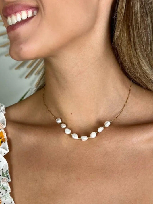 Κολιέ με πέρλες Mar and Mar Cynthia από ανοξείδωτο ατσάλι