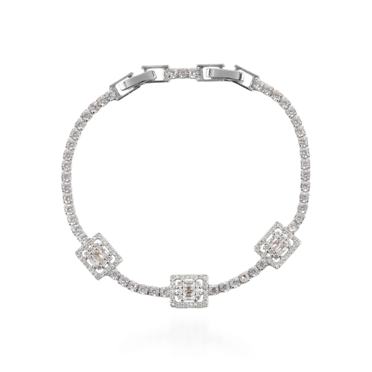 Βραχιόλι χεριού με πέτρες ζιργκόν Mar and Mar Monica (Silver)