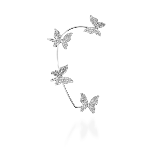 Σκουλαρίκια Cuff με πεταλούδες Mar and Mar Butterfly Silver