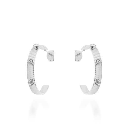 Σκουλαρίκια κρίκοι με πέτρες ζιργκόν Mar and Mar Arcadia από ανοξείδωτο ατσάλι