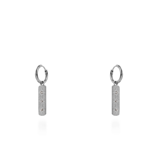 Σκουλαρίκια κρεμαστά Mar and Mar Stars Tab (Silver) από ανοξείδωτο ατσάλι