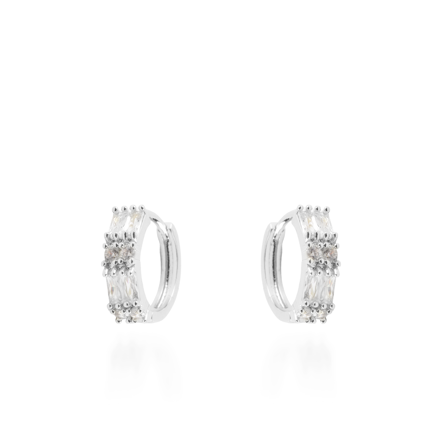 Σκουλαρίκια κρίκοι με ζιργκόν Mar and Mar Genevry Silver από ανοξείδωτο ατσάλι