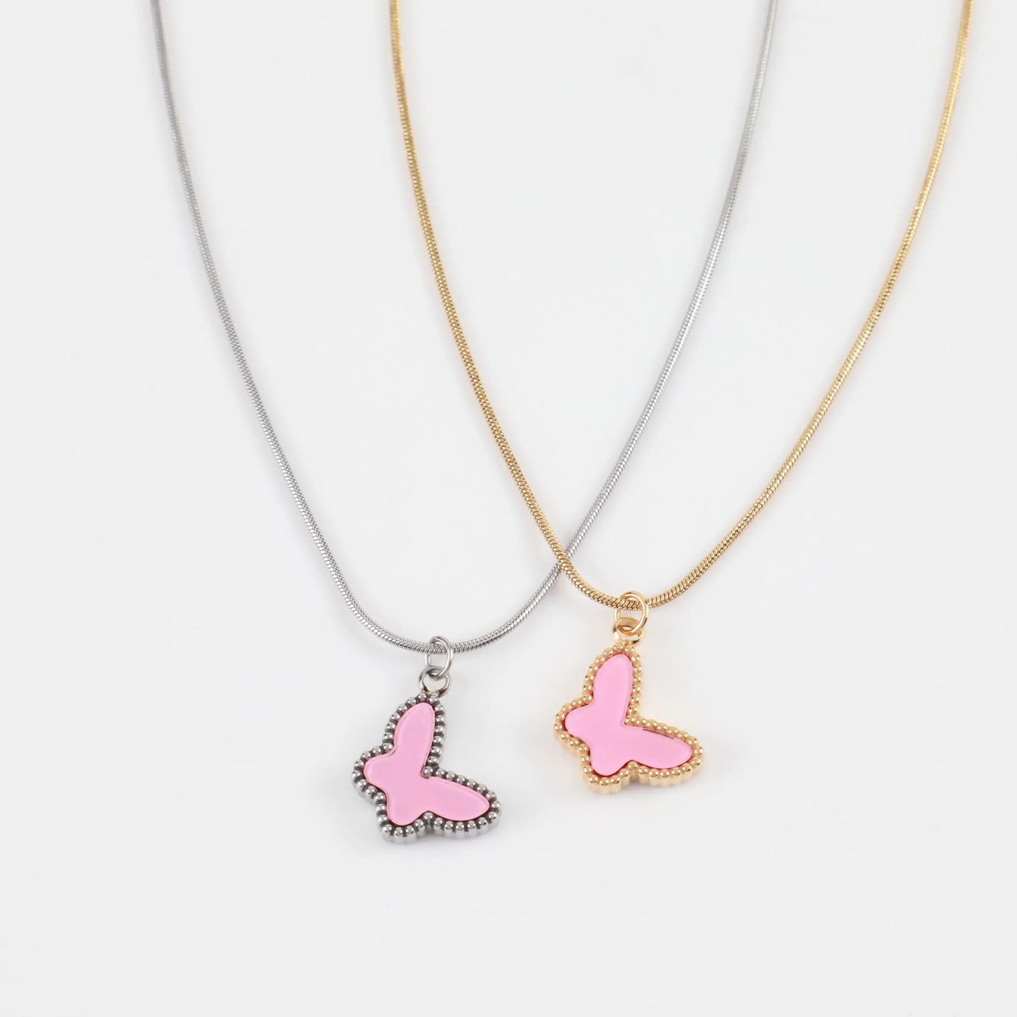Παιδικό κολιέ με πεταλούδα Mar & Mar Pink Butterfly Kids από ανοξείδωτο ατσάλι