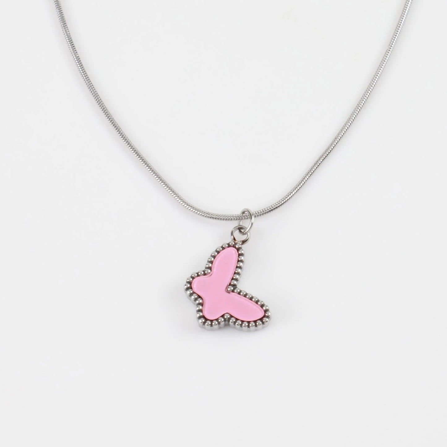 Παιδικό κολιέ με πεταλούδα Mar & Mar Pink Butterfly Kids από ανοξείδωτο ατσάλι