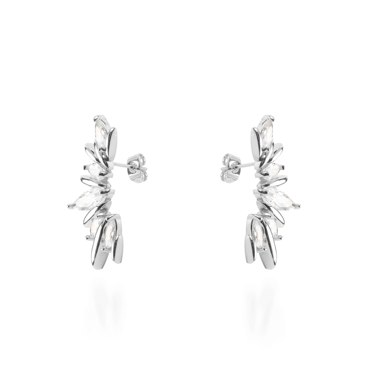 Σκουλαρίκια καρφωτά με ζιργκόν Mar and Mar Halindra Silver από ανοξείδωτο ατσάλι