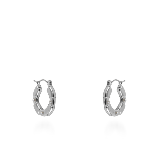 Σκουλαρίκια κρίκοι με πέρλες Mar and Mar Ersa (Silver) από ανοξείδωτο ατσάλι