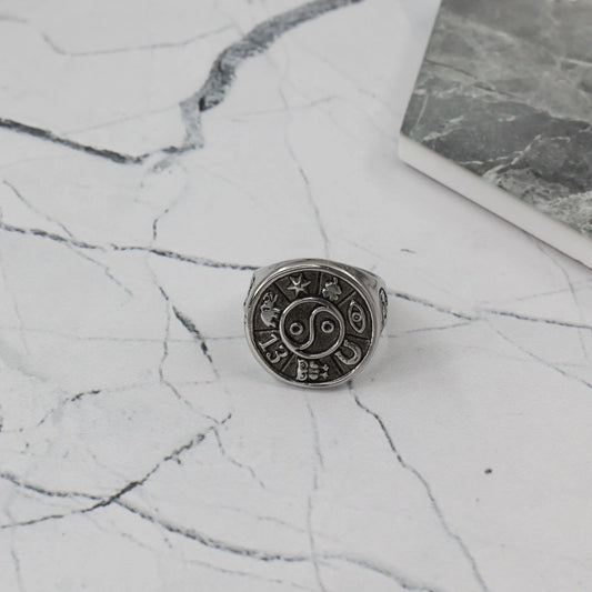 Ανδρικό δαχτυλίδι Mar and Mar Yin Yang Zodiac από ανοξείδωτο ατσάλι